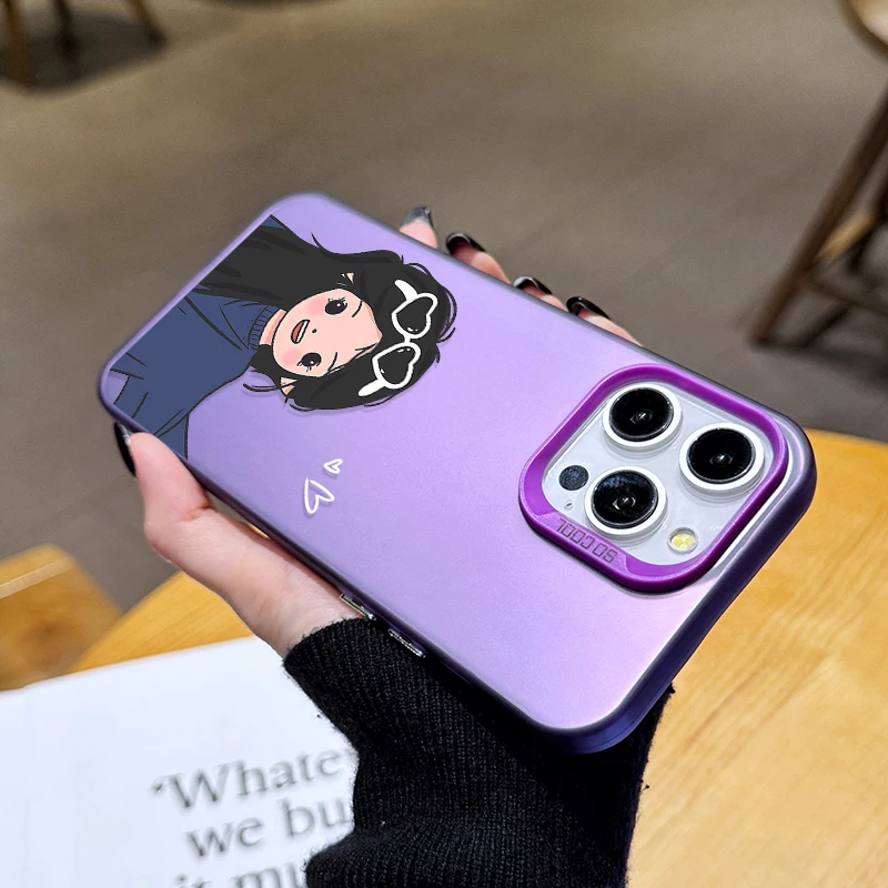 Lovely Couple Couple Phone Case for iPhone 16 15 14 13 12 11 Pro Max XS X XR 8 7 Plus SE 2020  Plating Matte Shockproof Cover