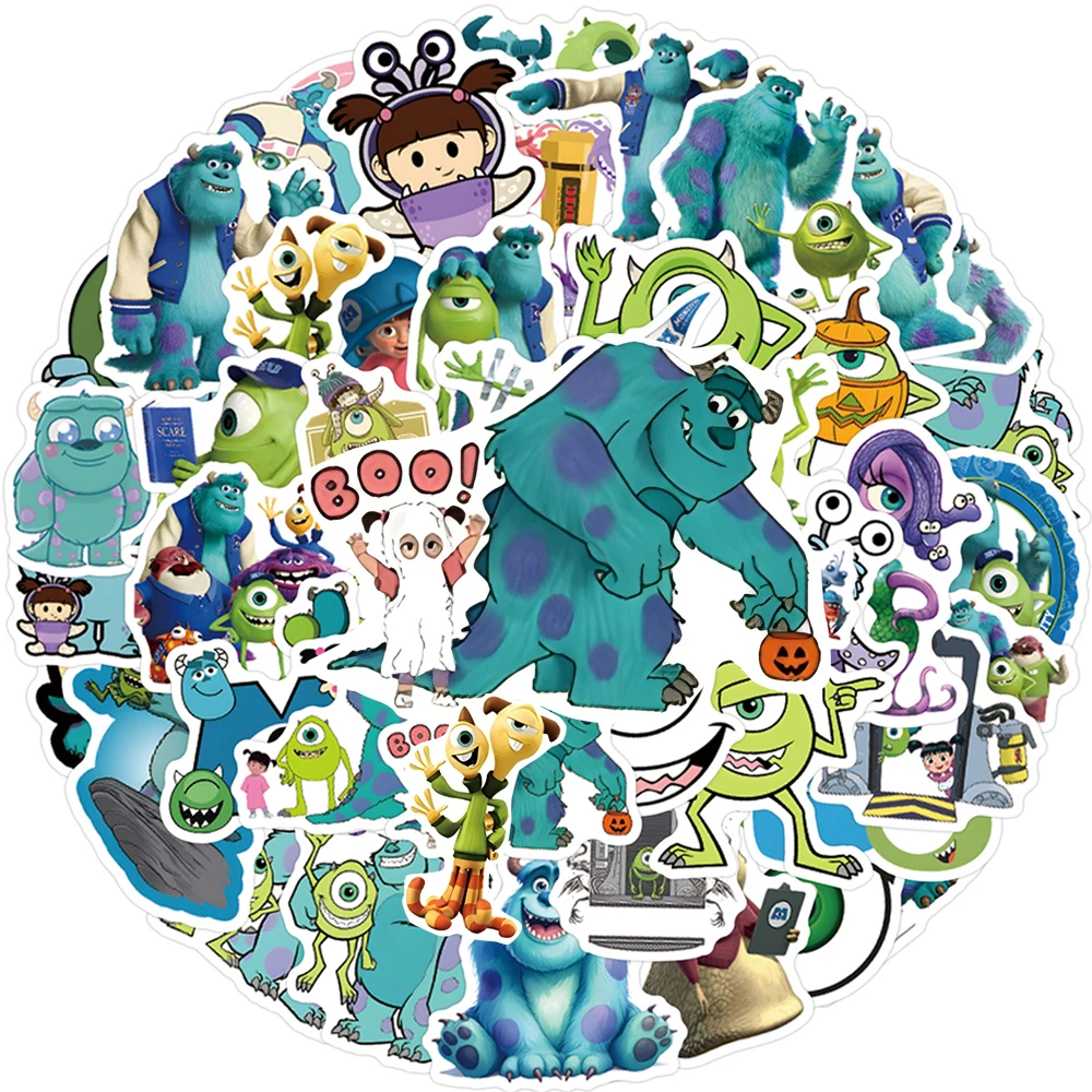 

60pcs Disney Funny Anime Monster Inc Cartoon Stickers Cute Graffiti Decals Toy Helmet Suitcase Laptop PVC Sticker for Gift