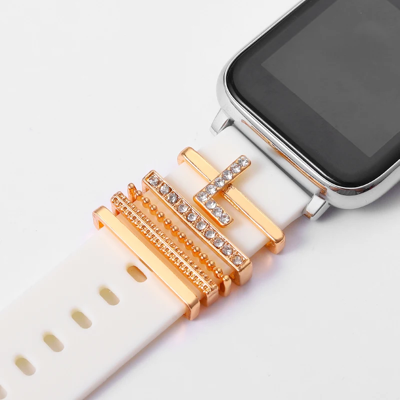 Set di ciondoli per lettere per Iwatch accessori per gioielli decorativi in Silicone fascino per unghie per Set di ciondoli per anelli di ornamento per cinturini Apple