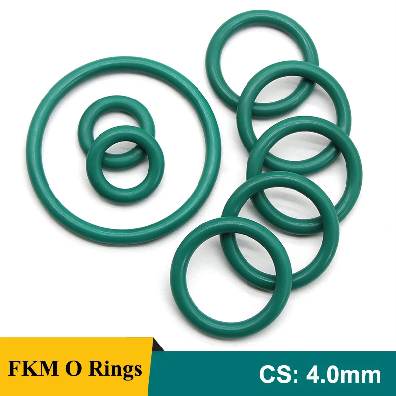 

10/50Pcs Green FKM O Ring CS 4mm OD 14~130mm Sealing Gasket Insulation Oil Resistant High Temperature Resistance Fluorine Rubber