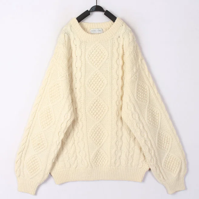 

Vintage Autumn Winter White 3D Knitwear Sweater Cardigan Bean Wool Thickened Loose Fit Women's Online Exclusive Overhead