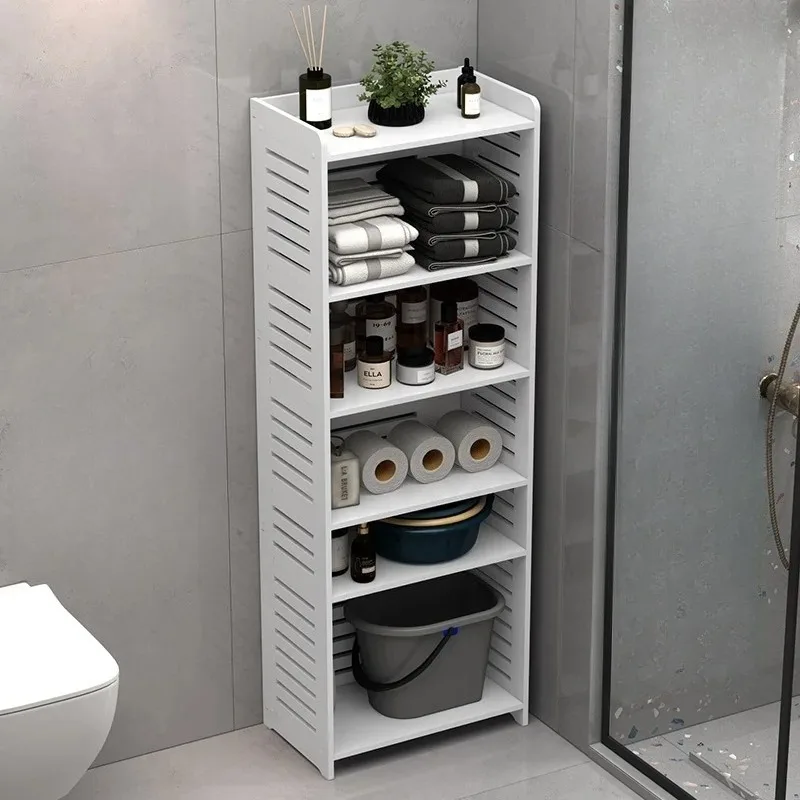 Bathroom Storage Rack, Floor-standing Plastic Toilet Shelving, Multi-layer Gap Basin Stand for Bathroom Supplies