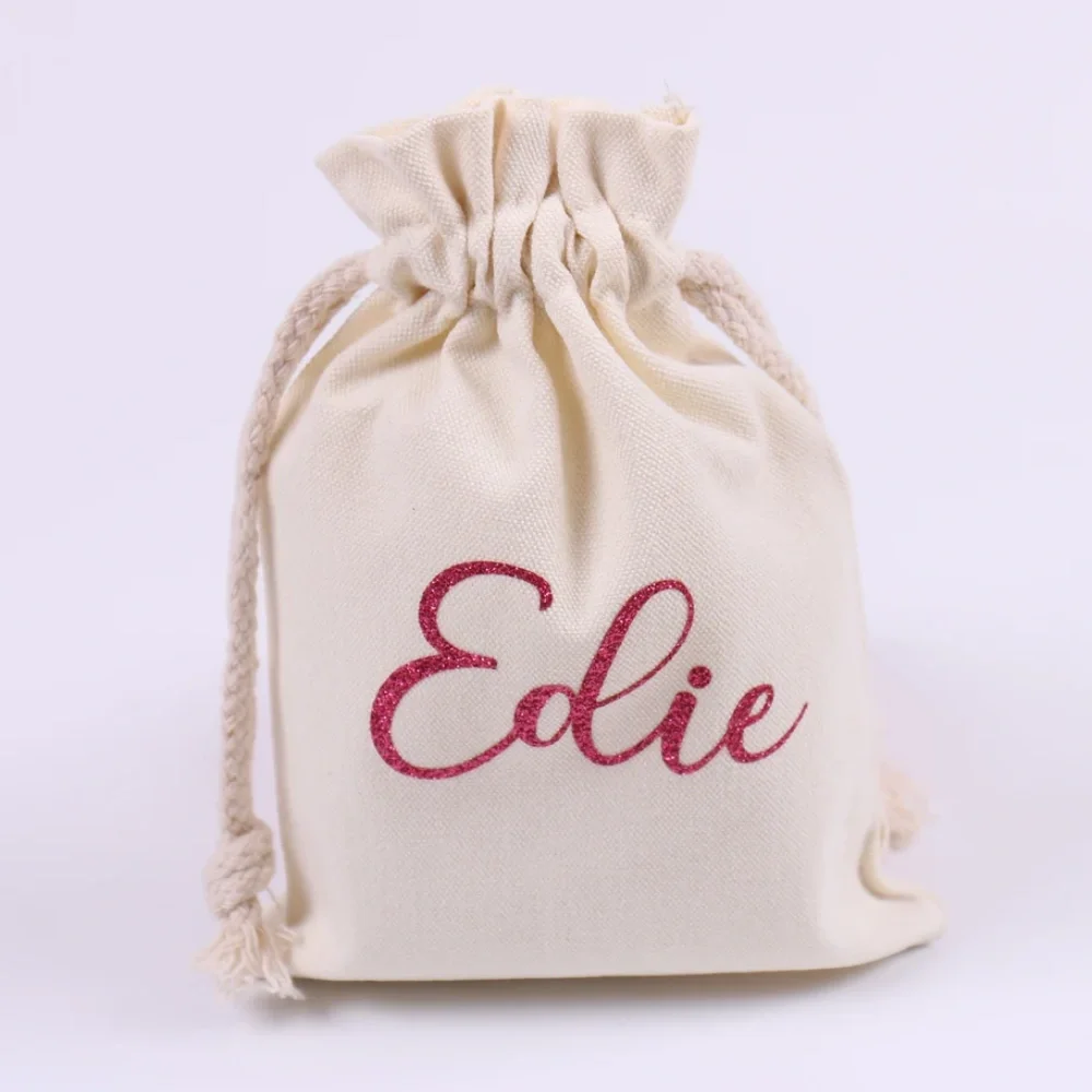 20 pcs Customized Canvas Drawstring Bags-Gift Pouch Jewelry Sack Bridesmaid Hen Bachelorette Birthday Sleepover Bridal Shower