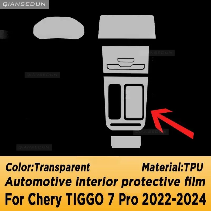 TPU Gearbox Panel Film Dashboard Protective Sticker Interior Anti-Scratch Car Accessories For Chery Tiggo 7 Pro 2022 2023 2024