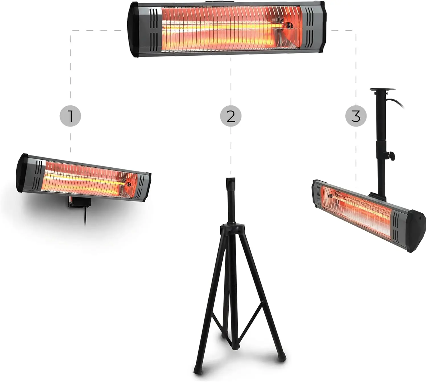 

1500W Infrared Heater with Tripod, Remote Control, Weatherproof and Versatile Mounting Options