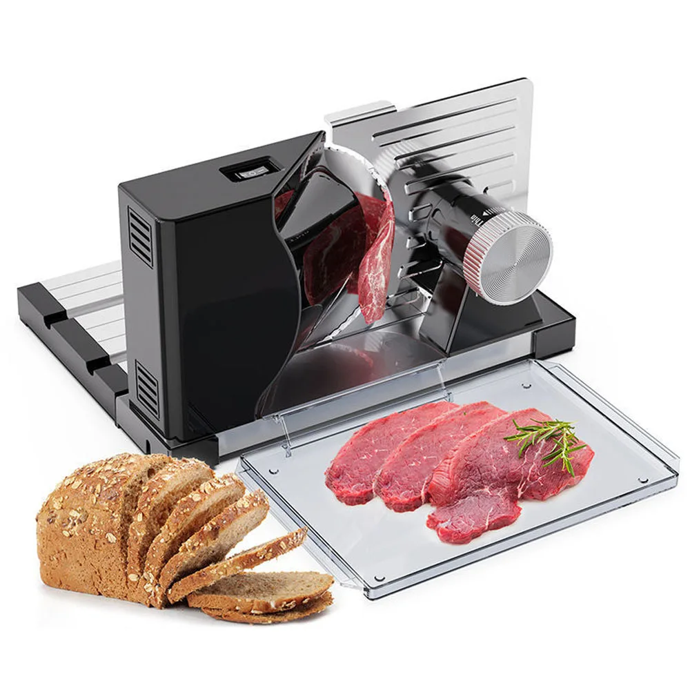 Electric Meat Cutter Multifunctional Foldable 0-18mm Thickness Adjustable Pure Copper Motor Vegetable Meat Slicing Machine