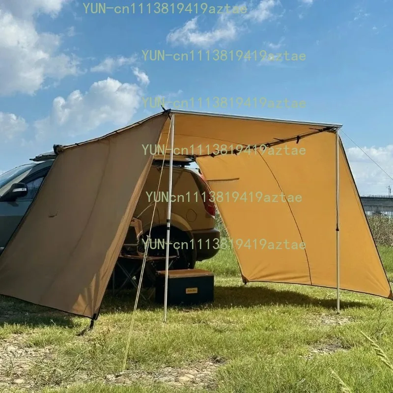 Outdoor Vehicle Side Tent Fabric, Wind‑proof PU Vinyl Coated Black Shade Cloth for Camping Shelter Accessory