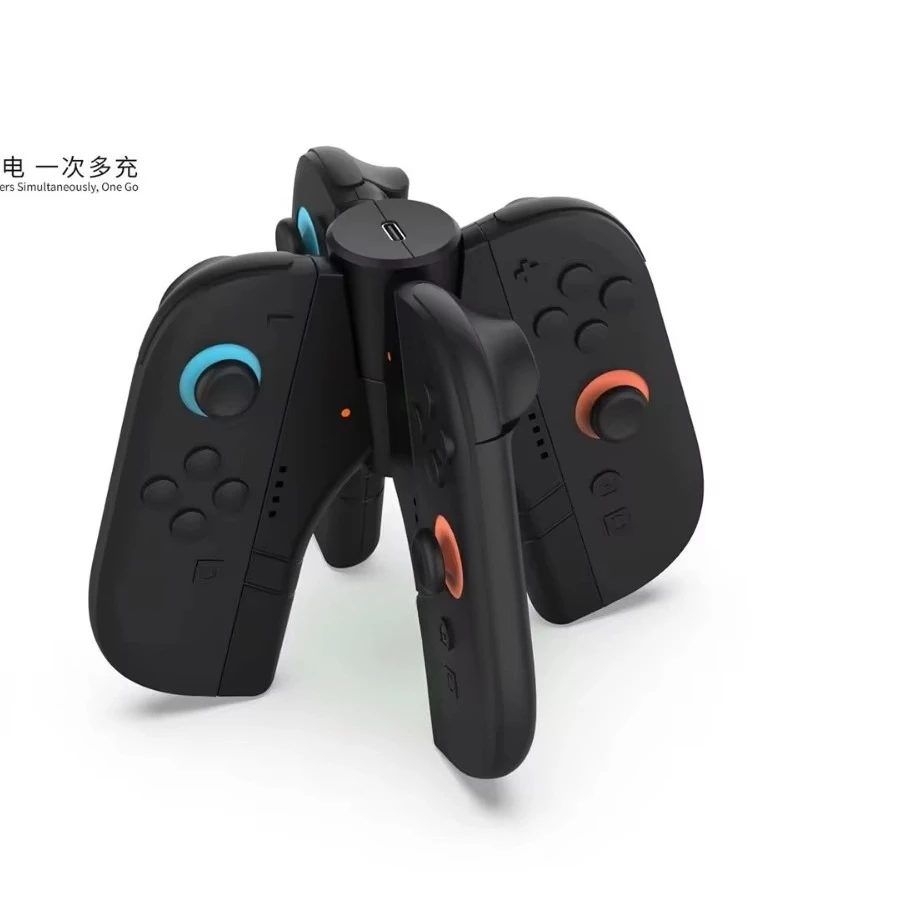 For TNS-3156 2 Controller Charging Base 4-Port Charging Station with 200cm Cable Black Dock for Switch 2