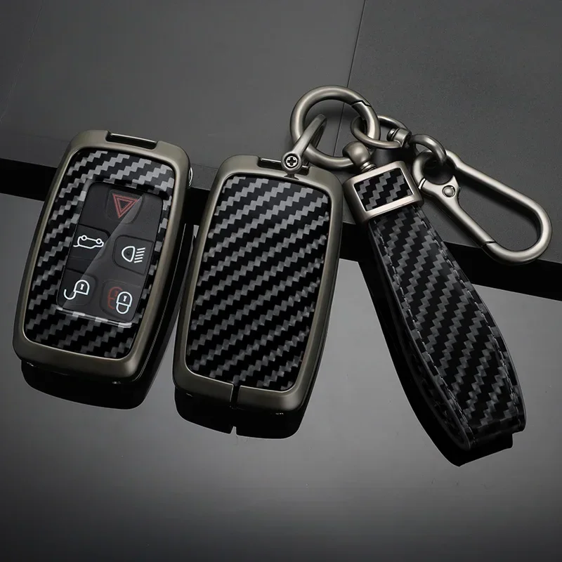 

Zinc Alloy Carbon Fiber Car Key Case Cover For Land Rover Range Rover Sport Discovery 3 4 Elander 2 Evoque Accessories Holder Sh