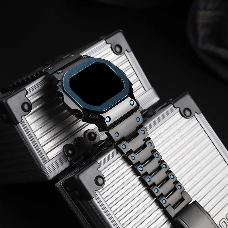 Mod kit Case GMW-B5000 For Casio G-SHOCK Series 40th Anniversary GMW-B5000 Metal Stainless Steel Strap Case Set Tool+Gift Box