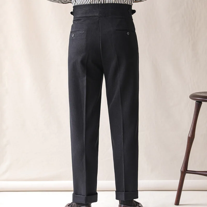 2023Dress Pant Men Black Pantalon Homme Italian High Waist Pant Business Versatile Draped Trousers Gentlemen Office Trousers Men