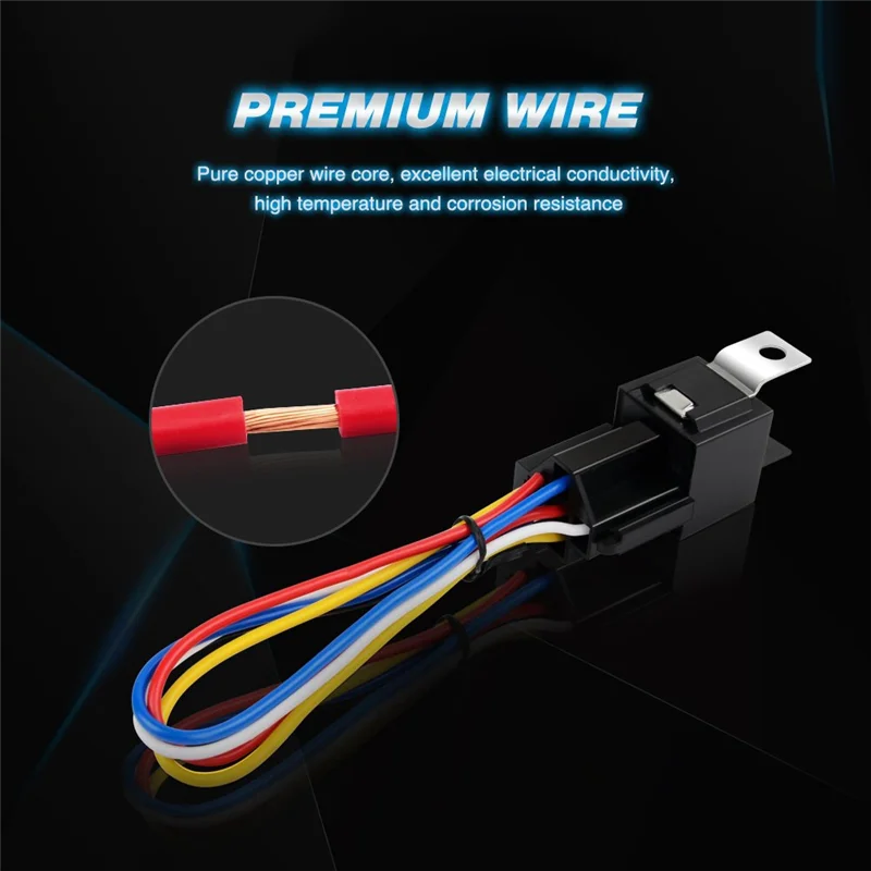 

Автомобильный комплект AR, 5-контактный, 30/40 А, 12 В, релейная розетка SPDT с жгутом проводов блокировки — 5 шт.