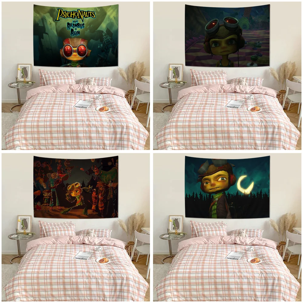 

P-Psychonauts Game Cartoon Tapestry Anime Tapestry Art Science Fiction Room Home Decor Wall Art Decor