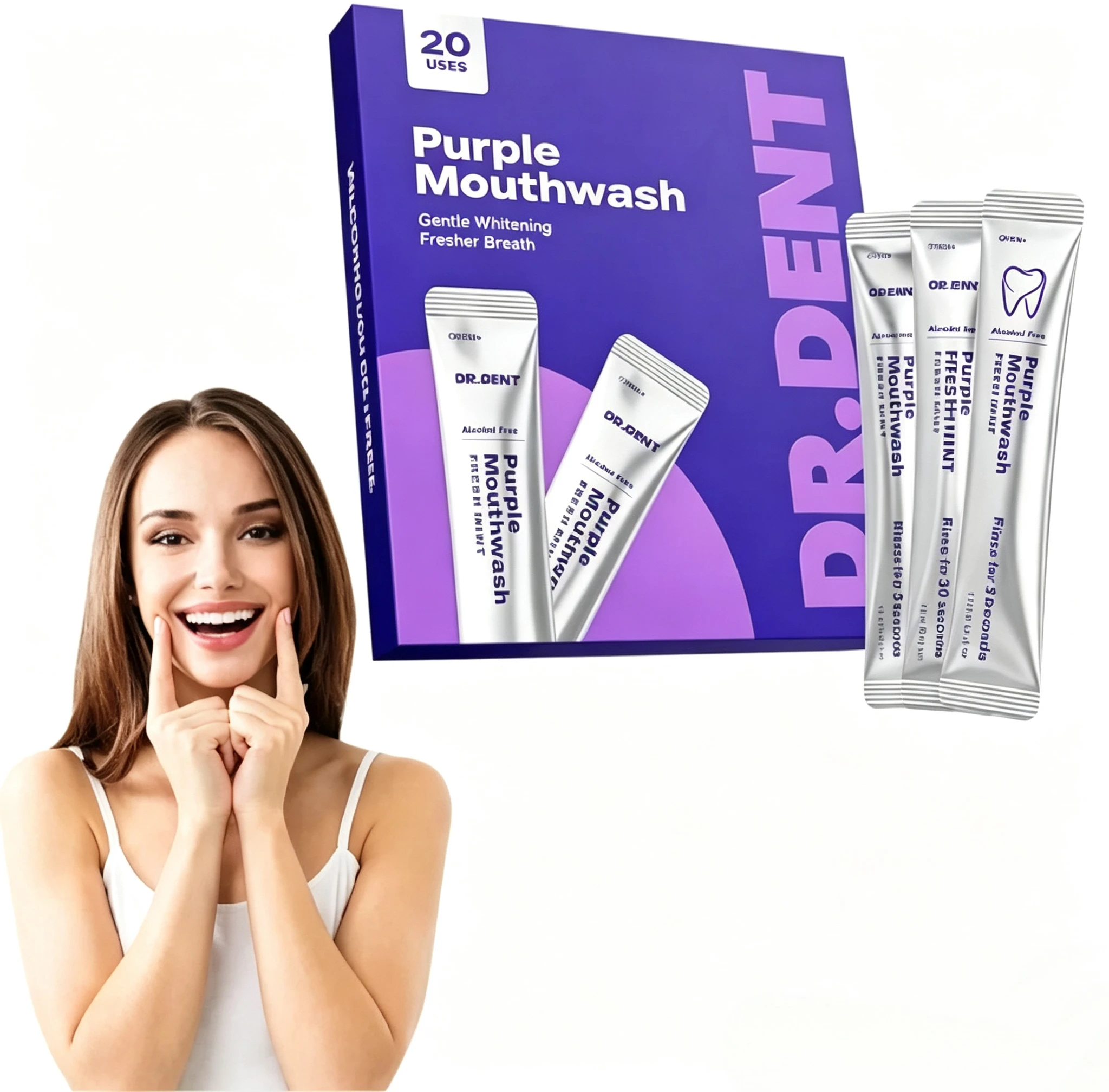 Brand Color Correcting Brightening Mouthwash Mint Scent Refresh Breath Protect Gums Professional Portable Purple Teeth Oral Care