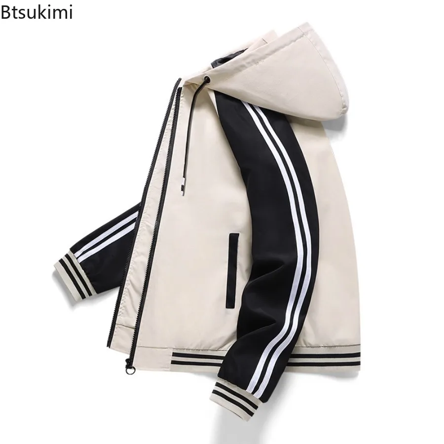 Men's Spring Autumn Baseball Uniform Korean Style Fashion Patchwork Casual Hooded Coats Male Loose Comfortable Sport Jacket Tops