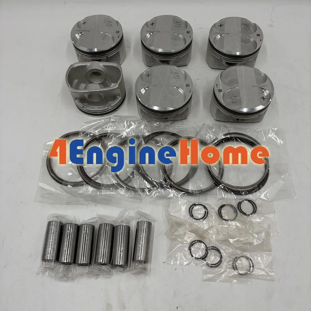 6PCS Piston & Ring Set 20MM 11257558528 for BMW F11 530i X1 E84 XDrive25i E70 X5 3.0si Z4 E85 E86 3.0si E89