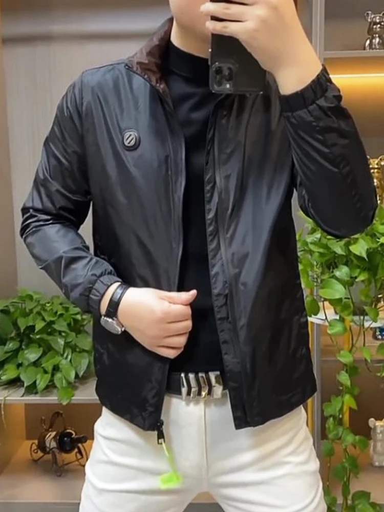 Faionable Busin Sle Men's Jaet Autumn Winter New Arrival Simple European Sle Top Quali Lightweight Stand Collar ...