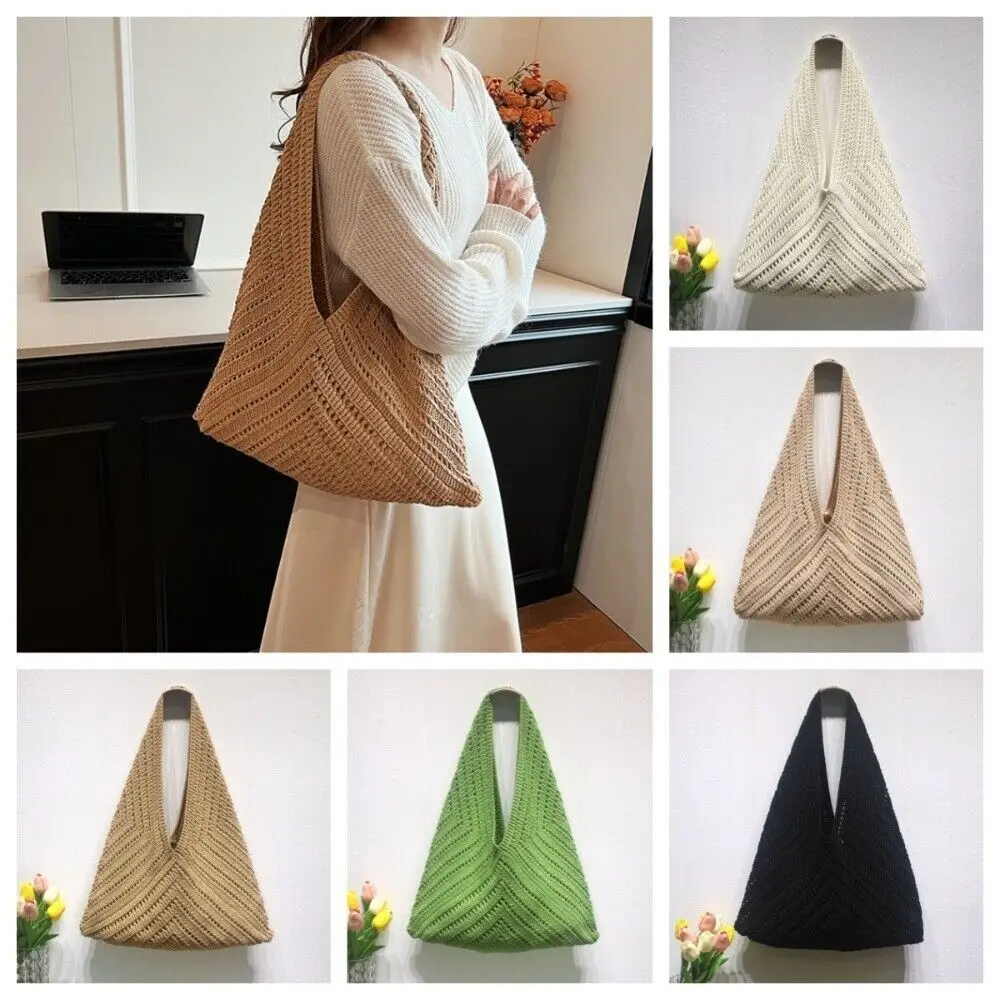 

Multifunctional Polyester Crochet Shoulder Bags Handmade Large Capacity Tote Bag Vintage Underarm Bag Women