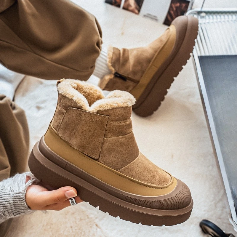 

Зимние ботинки, новые осенне-зимние мужские плюшевые уличные теплые плюшевые утолщенные повседневные универсальные противоскользящие влагоотводящие ботинки на толстой подошве