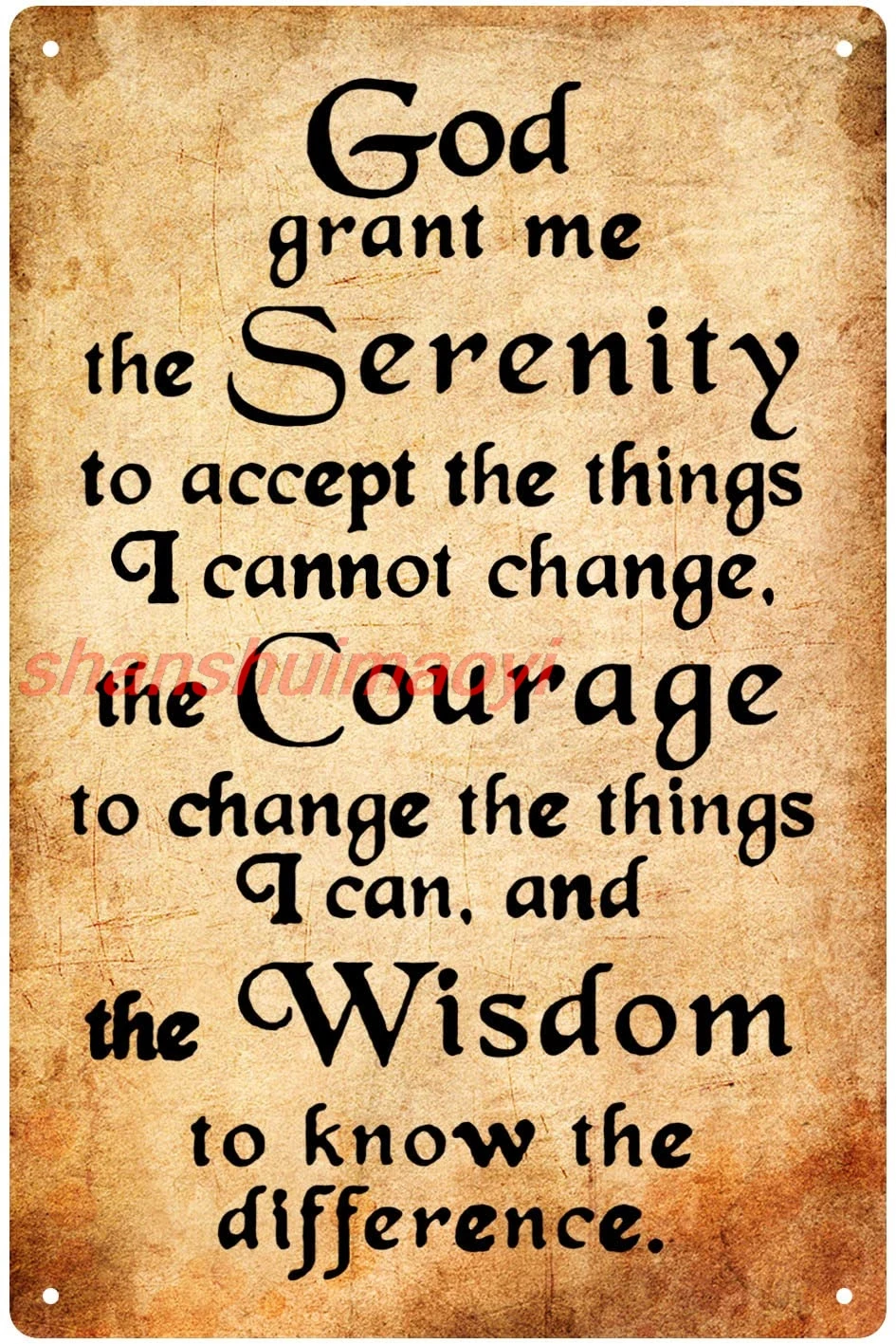 god grant me the serenity tin sign Vintage metal signs Christian Wall Art Serenity Prayer sign 8x12 inches SHANSUI