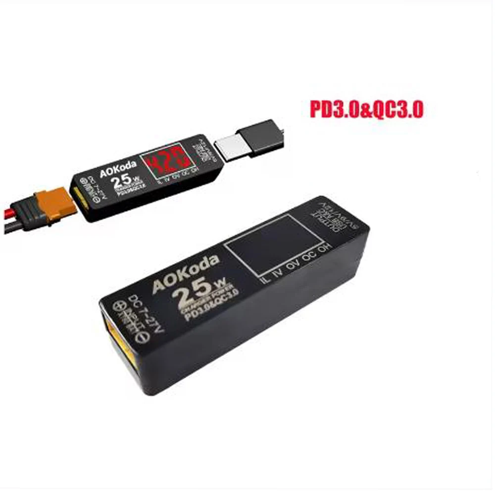 AOKoda XT60 a PD3.0 Lipo Batteria Caricatore rapido Protezione da sovraccarico Protezione da cortocircuito Per Smartphone Tablet PC Parte fai da te