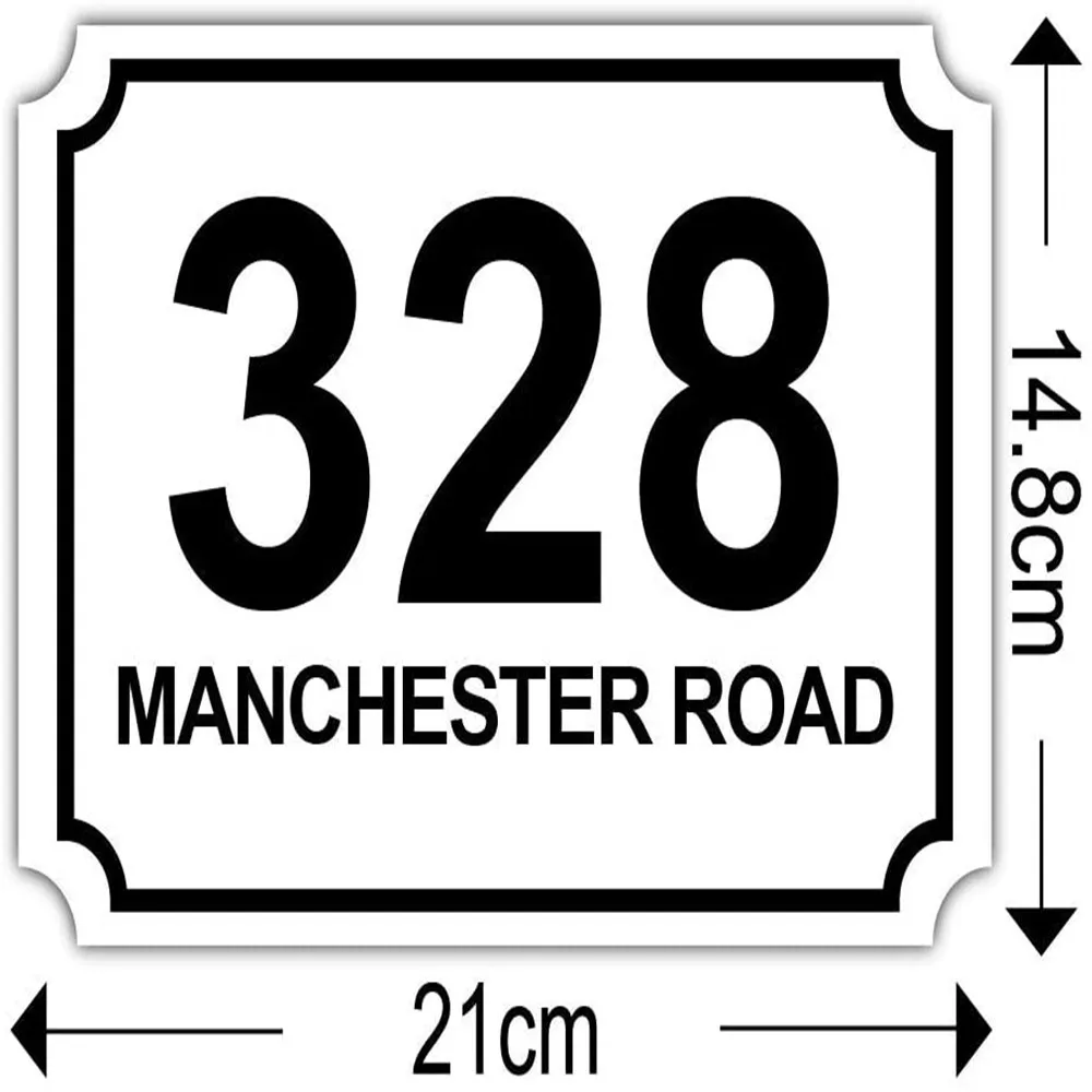 4X Customized Printed Wheelie Bin Number Stickers with House Number And Street Name Classic Style