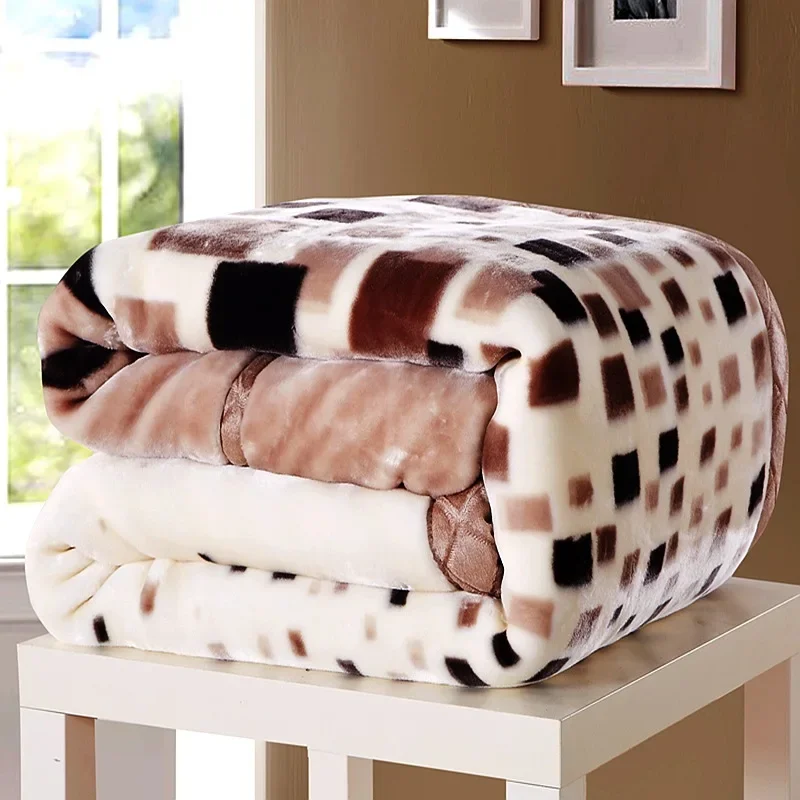 Double Layers Raschel Mink Blankets 6 Kilograms Winter Soft Warm Fluffy Weighted Blankets 200*230 Double Blankets