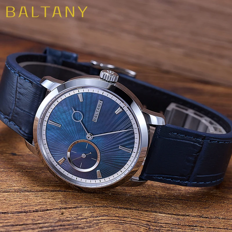 Baltany Design Small Seconds Micro-Rotor Automation Watches Man S4128 Exhibition Caseback 5ATM Sapphire Luxury Wristwatches