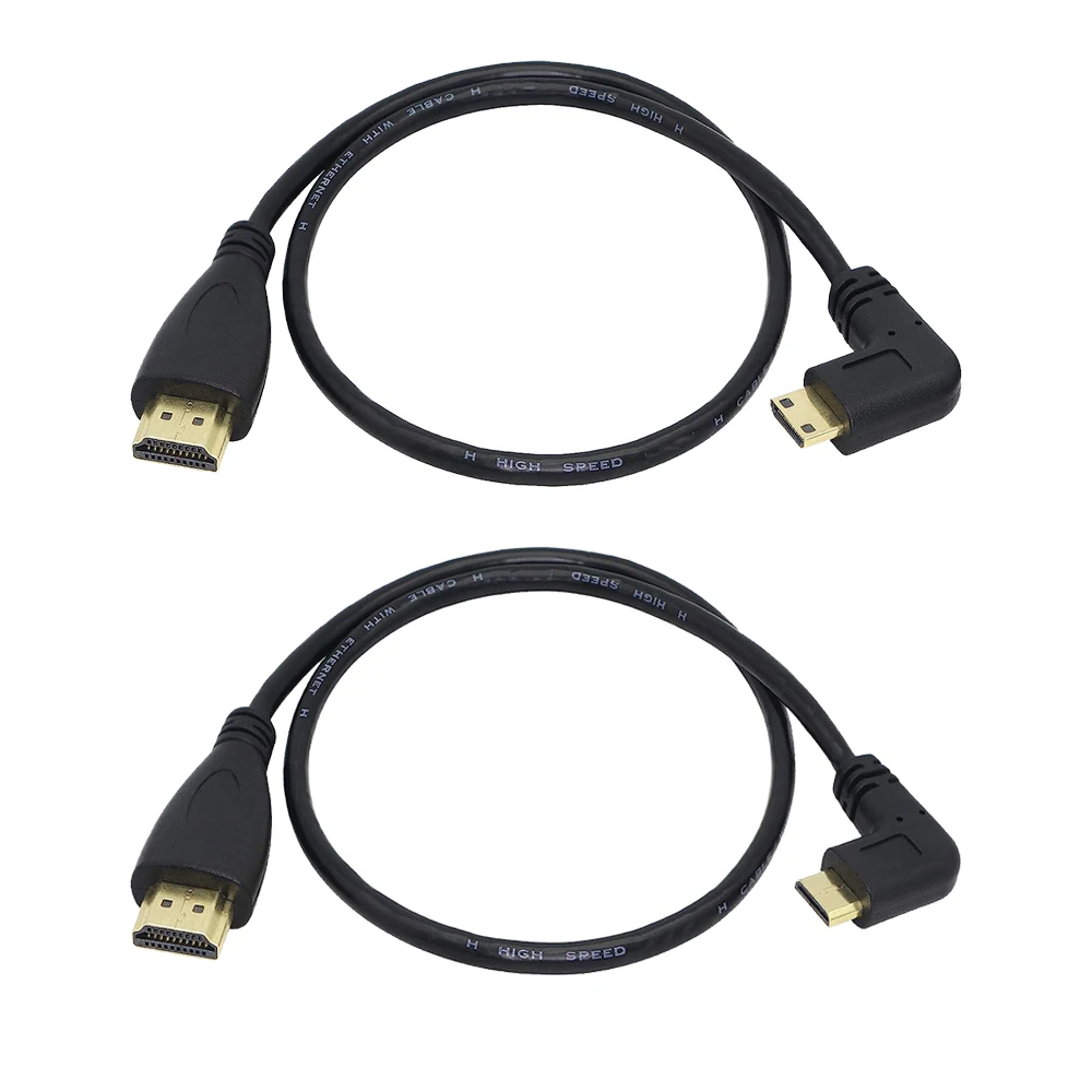 

Mini-HD To HD Cable 90 Degree Up/Down/Left/Right Angled HD C Male to A Male Converter Cord for Camera Tablet Laptop Monitor HDTV