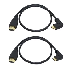 Mini-HD To HD Cable 90 Degree Up/Down/Left/Right Angled HD C Male to A Male Converter Cord for Camera Tablet Laptop Monitor HDTV