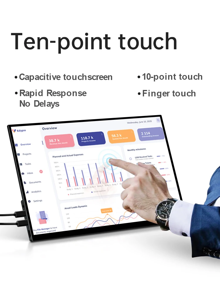 VCHANCE 18.5'' Portable Monitor 100Hz Touch Screen USB-C 99%sRGB 350Nits Display with Stand for PC Laptop Mac Xbox PS5 Switch