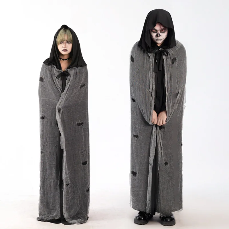 

Halloween Hooded Cloak Medieval Cosplay Costume Witch Zombie Cloaks.for Men Women Halloween Party Terror Costumes