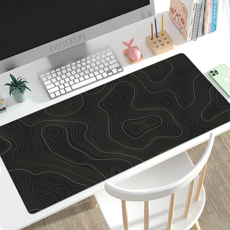 Alfombrilla de ratón con líneas de contorno en blanco y negro, alfombrilla de ratón personalizada para ordenador de escritorio, Gaming XL, XXL