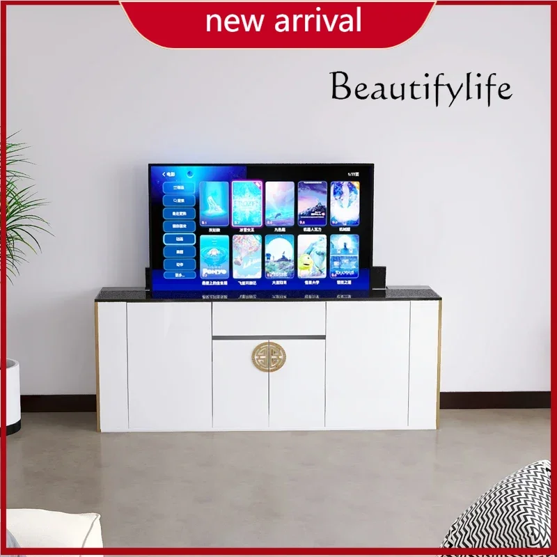 

BJ Designer Style, Fashionable New High-end Home White Smart Lift TV Cabinet, Living Room Partition