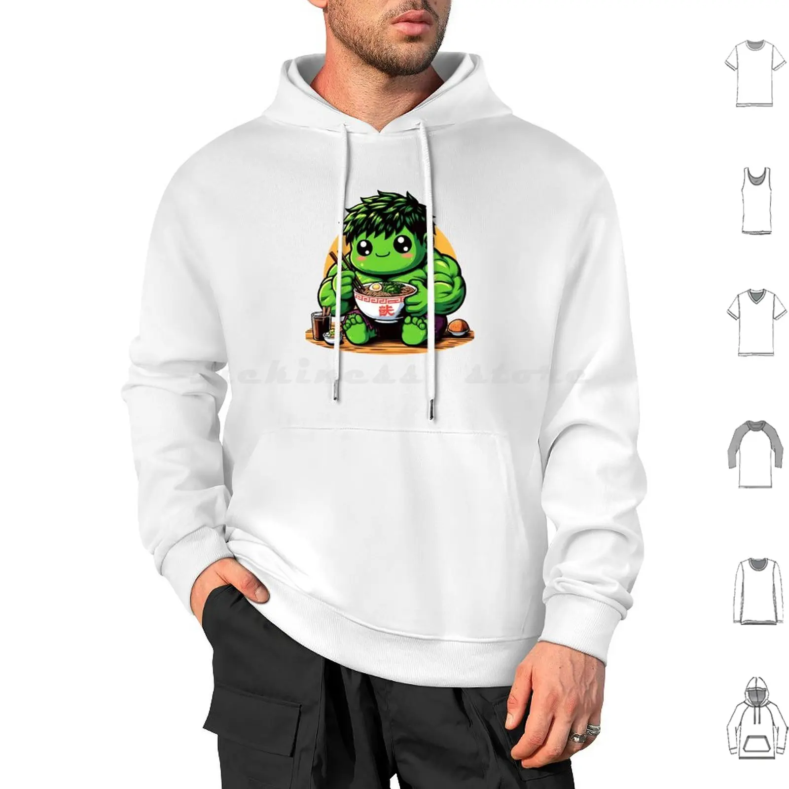 The Eating Ramen Hoodies Long Sleeve Ramen Cute Green Bowl Japanese Food Kawaii