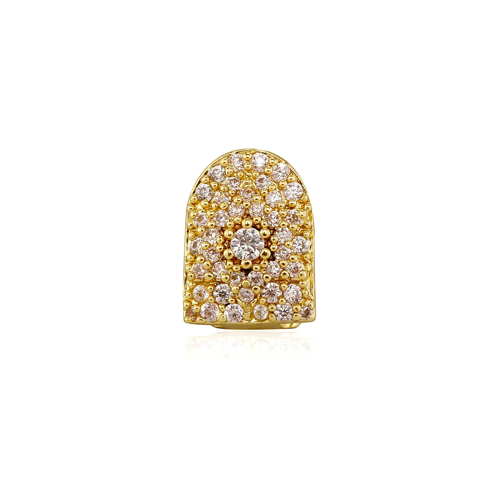 Gold Silver Single Tooth Grillz Fully Iced Out CZ Diamond Cluster Hip Hop Rapper Streetwear Teeth Grills Wholesale Jewelry