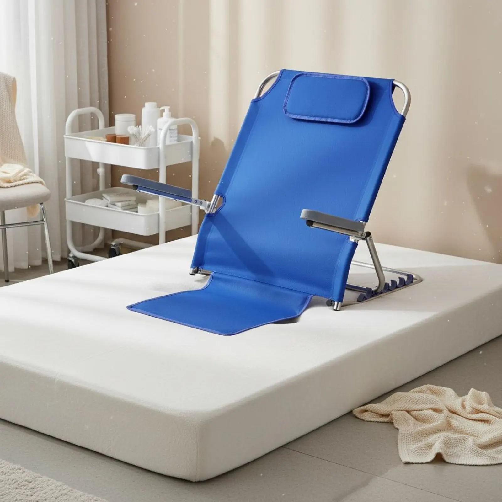 Adjustable Bed Backrest Easy to Clean Bed Reading Backrest Mesh Back Support Seat Sturdy Steel Frame Home Furniture for Patients
