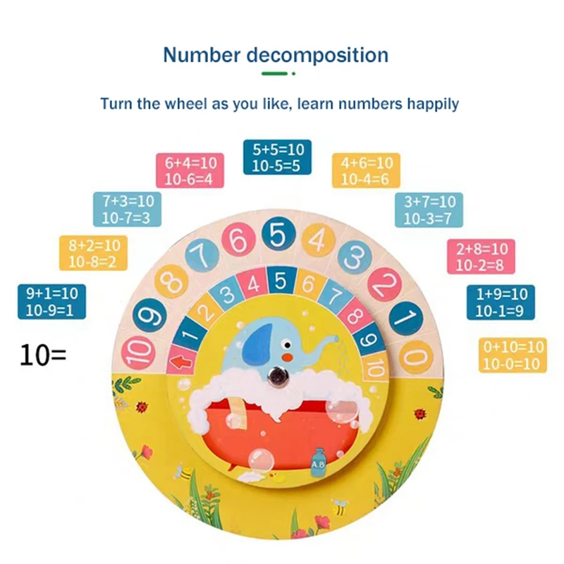 Wooden Early Education Children's Addition Subtraction Counting Toys Primary School Clock Model Teaching Aid