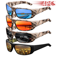 4 PCS Fashion Vintage Classic Pattern Driving Fishing Sports Sunglasses Unisex Running Mountaineering Sun Glasses UV400 Eyewear