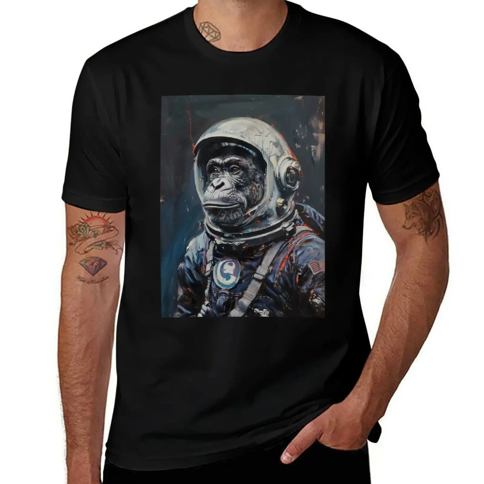 

Astronaut Monkey T-Shirt Blouse rapper graphic tees T-shirts for men cotton