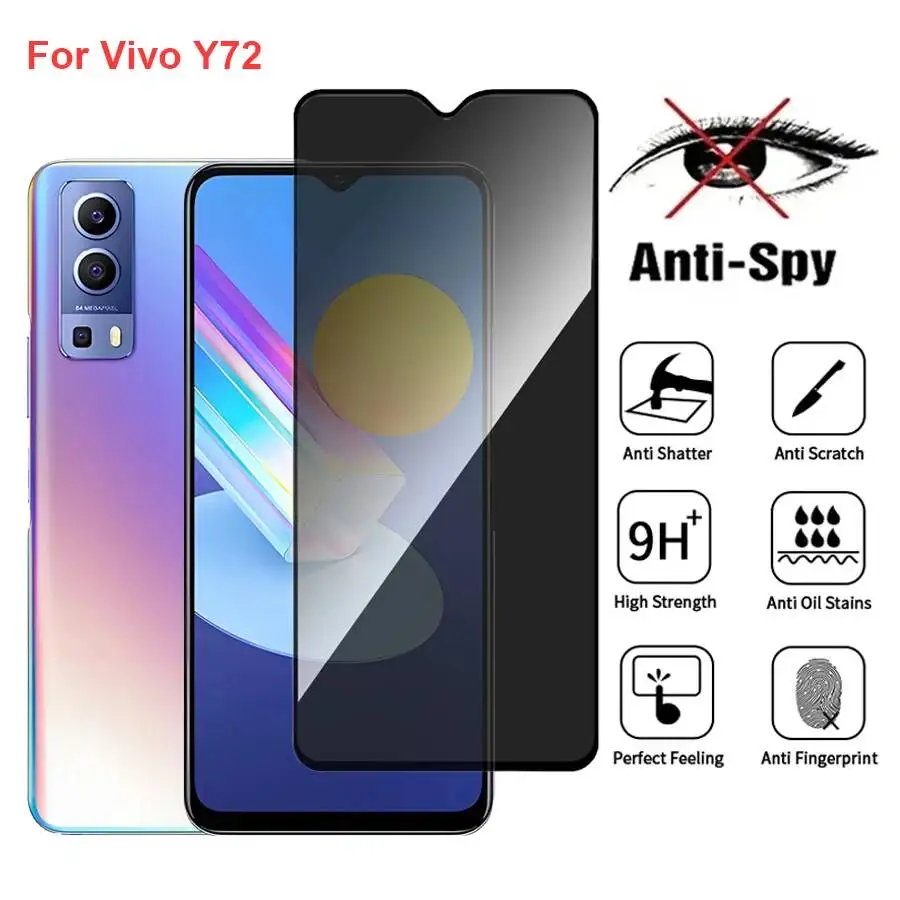 

Vivo Y72 V2041 Anti Spy Privacy Tempered Glass Protector Compatible For Vivoy72 Full Cover Screen Phone Film