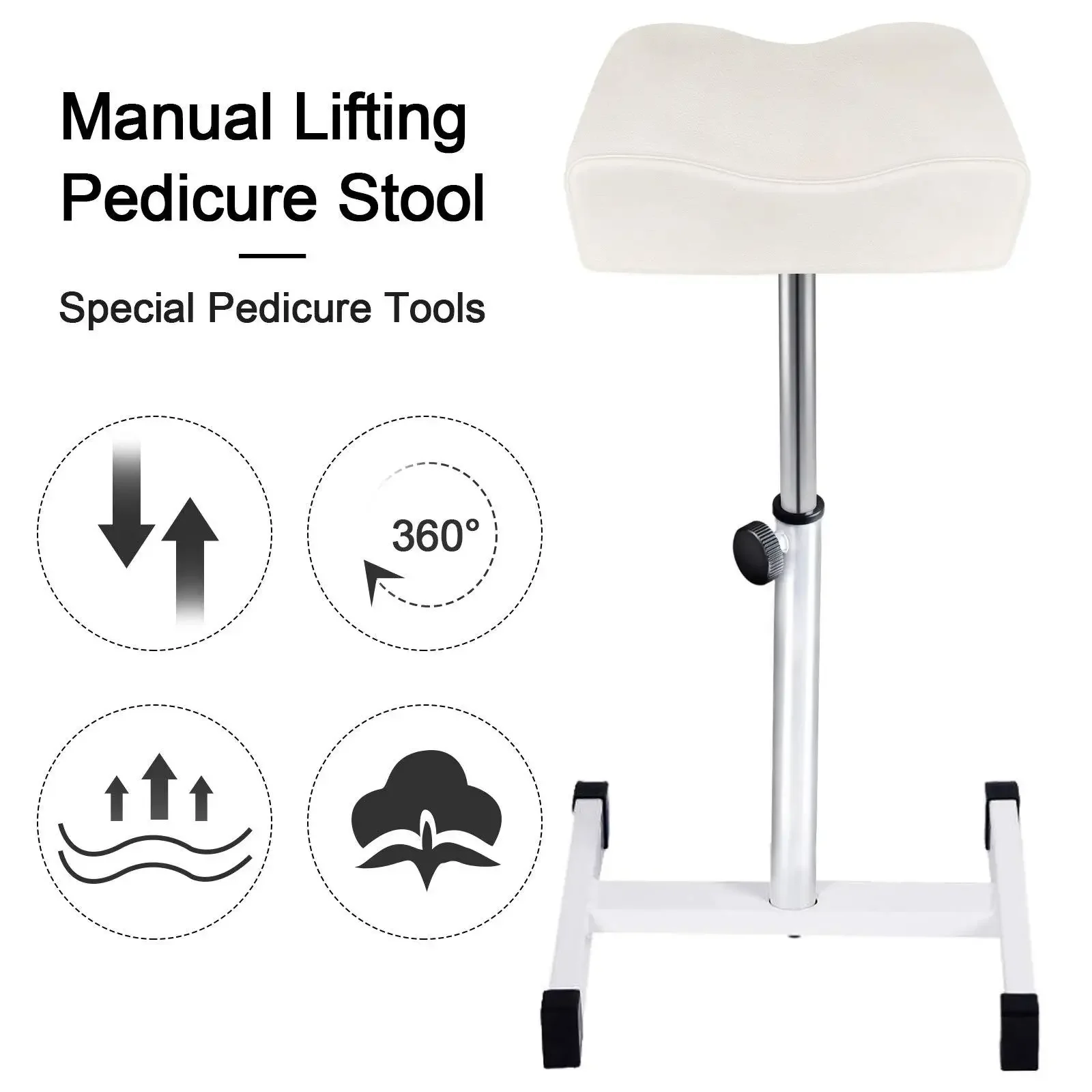 Pedicure Adjustable Nail Footrest Manicure Foot Rest Desk Salon Spa Stand Black