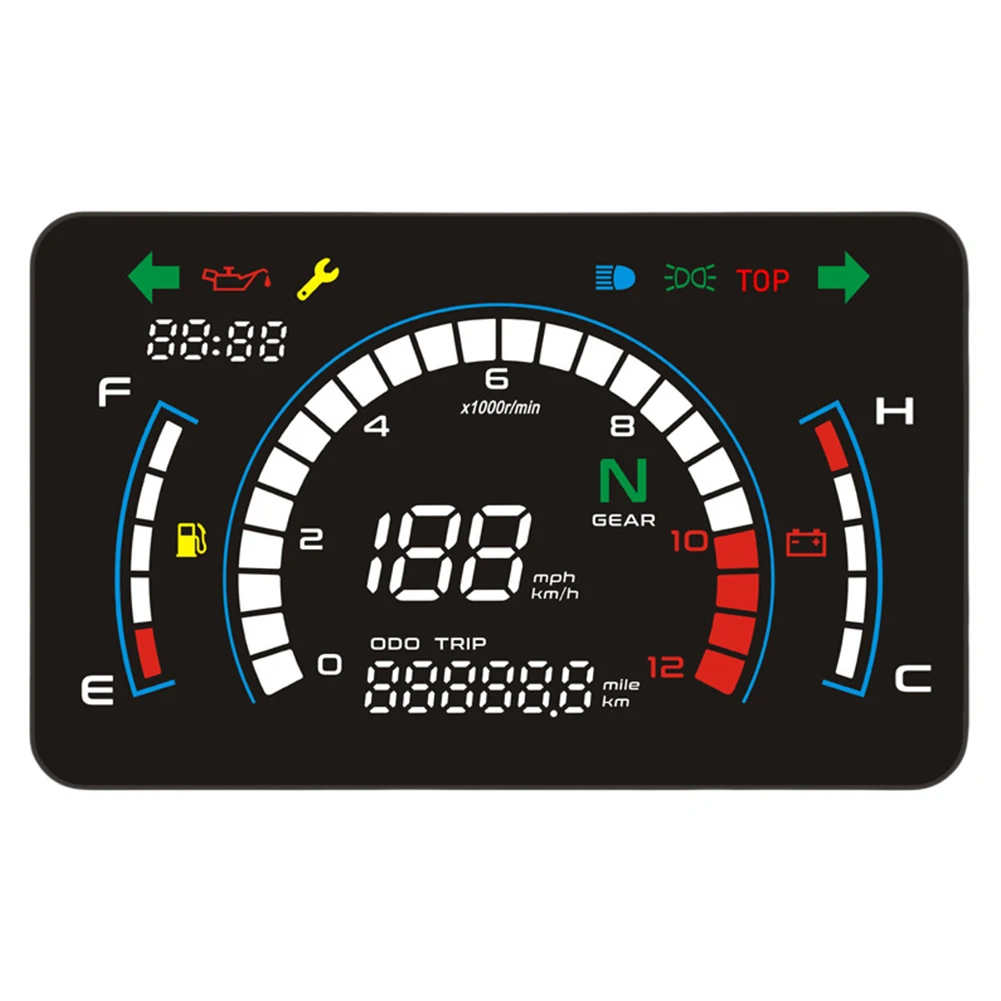 

LED Digital Motorcycle Speedometer Adjustable Motorbike Dashboard Larger Board Digital Meter Speedometer Assy