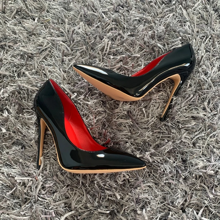 Black classic high heels Patent Leather Women Sexy Stiletto heels 12cm/10cm/8cm Ladies Fashion Pointed Toe Pumps Party Shoes