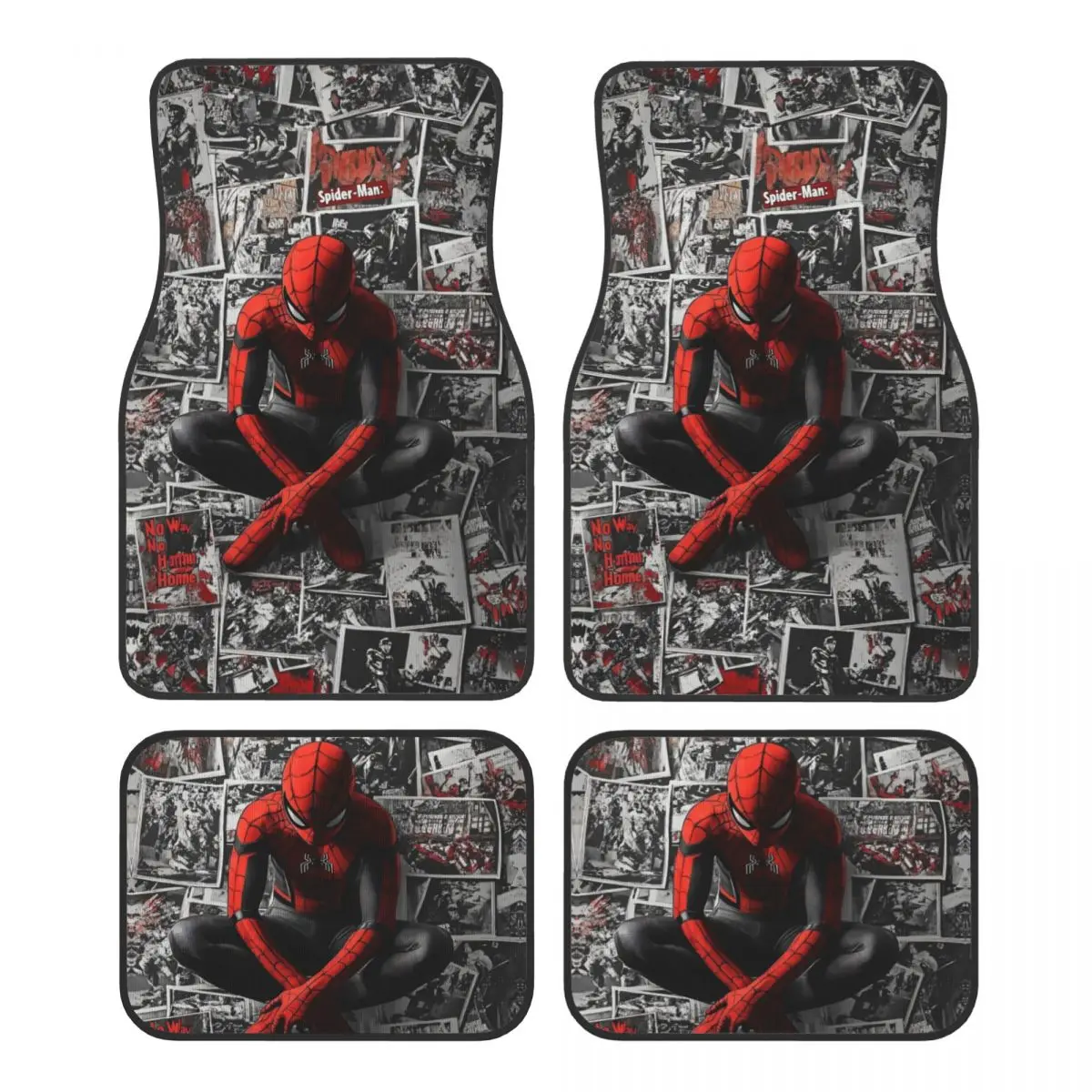 

Универсальные автомобильные коврики с изображением супергероя Человека-паука, прочный автомобильный коврик, 4 шт., с противоскользящей подложкой, подходят для внедорожников, фургонов