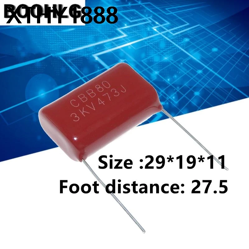 

5 шт. 3KV473J 3000В 473J, шаг выводов 27.5мм, 0.047мкФ 47нФ 3КВ 473, полипропиленовый пленочный конденсатор CBB80, специальный для уничтожения мышей