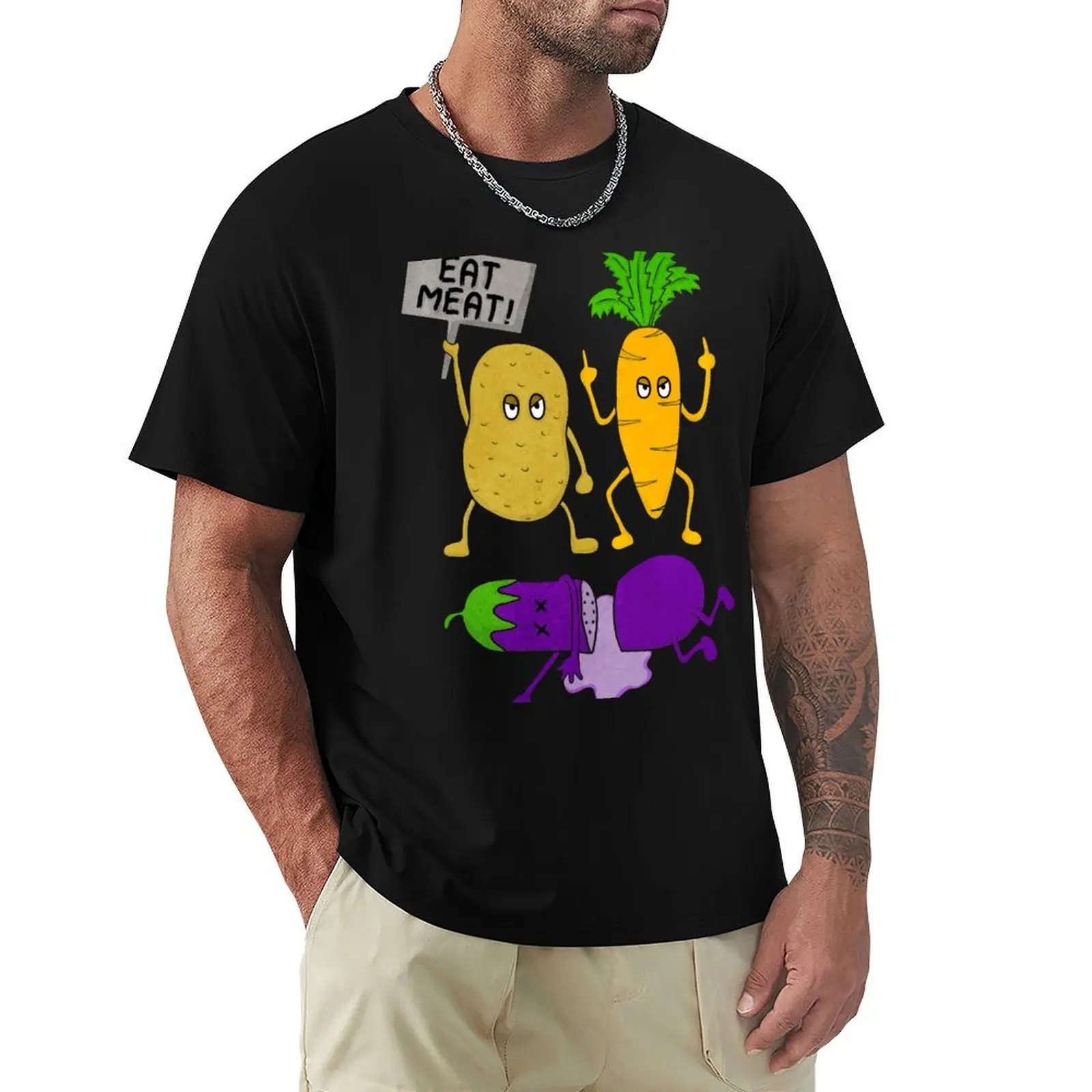 

I Hate Vegans T-Shirt Large Size Casual Tee Shirt