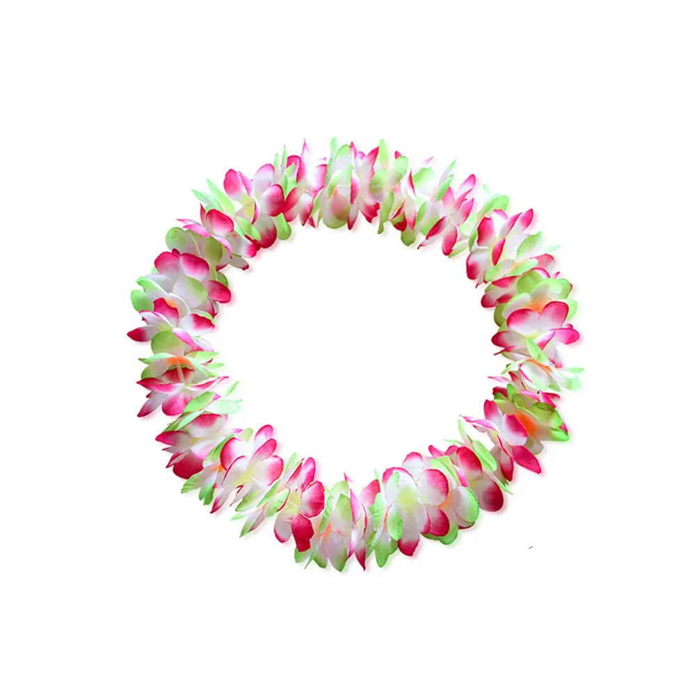 

4Pcs Hawaiian Garland Artificial Flower Headband Necklace Bracelets Pink Green Floral Wreath Summer Luau Party Photography Props