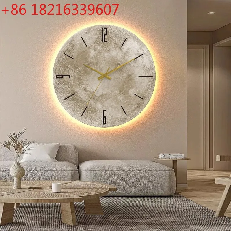 

Настенные часы TAO Sandstone Moon Silent, атмосферные световые часы для гостиной, для установки за диваном