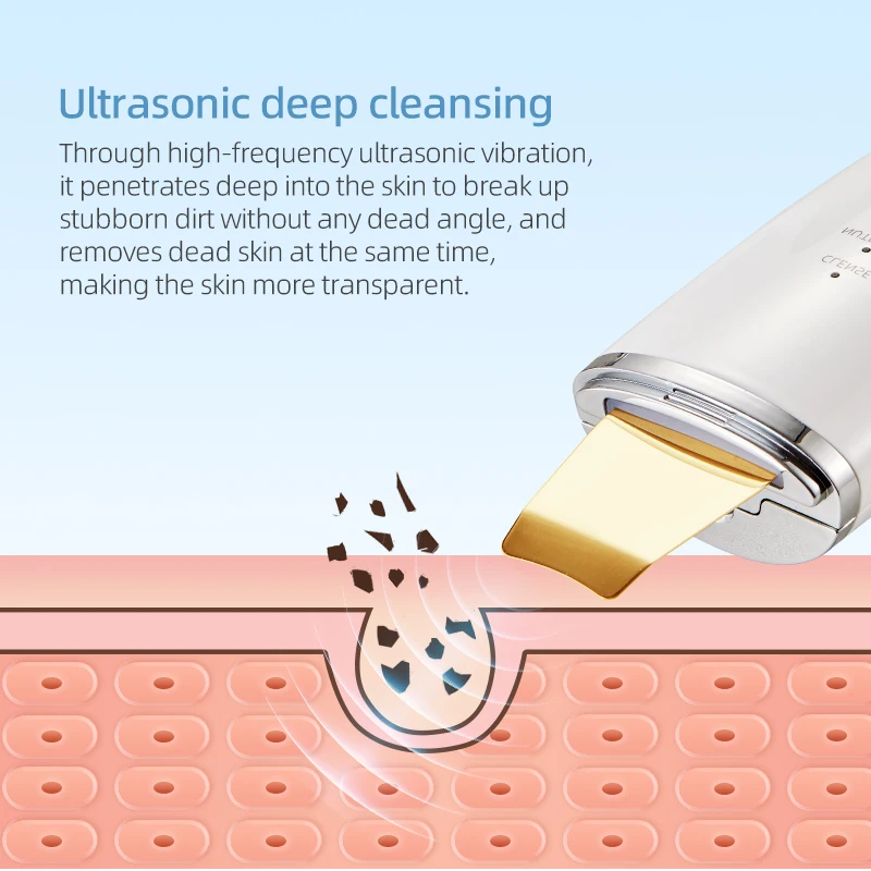 2Ultrasonic Skin Scrubber Face Spatula Blackhead Removerพลั่วทําความสะอาดScrubberการสั่นสะเทือนFacial Lifting Facial Iifting Skin Care